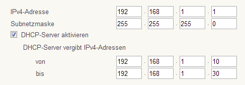 IPv4 DHCP Einstellungen